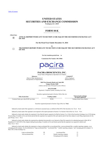 Thumbnail Pacira Biosciences
 10-K Annual Report 2024