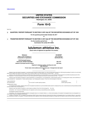 Thumbnail lululemon athletica 10-Q Quarterly Report FY2017 