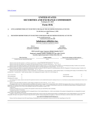 Thumbnail lululemon athletica 10-K Annual Report 2019