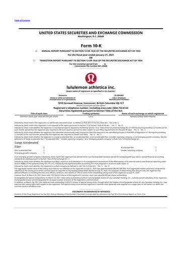 Thumbnail lululemon athletica 10-K Annual Report 2020