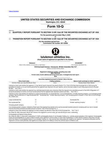 Thumbnail lululemon athletica 10-Q Quarterly Report FY2026 