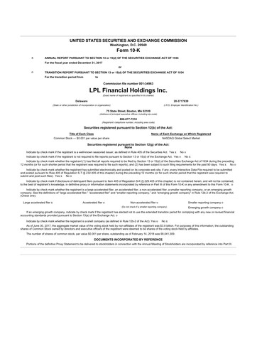 Thumbnail LPL Financial
 10-K Annual Report 2017