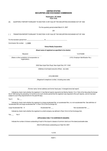 Thumbnail Kimco Realty
 10-Q Quarterly Report FY 