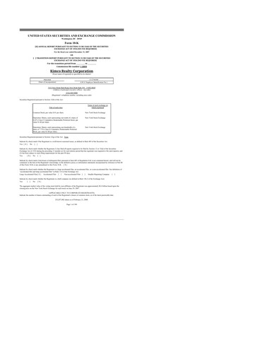 Thumbnail Kimco Realty
 10-K Annual Report 