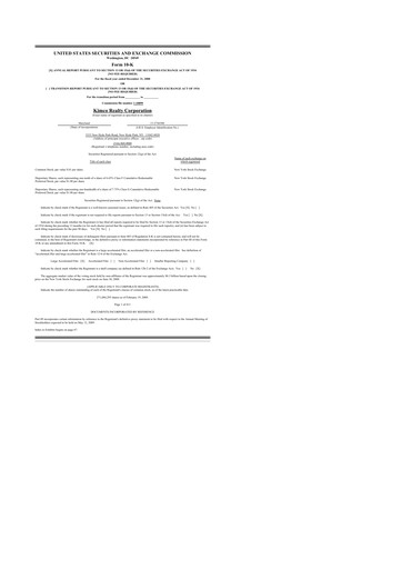 Thumbnail Kimco Realty
 10-K Annual Report 