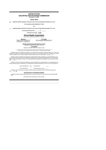 Thumbnail Kimco Realty
 10-Q Quarterly Report FY 