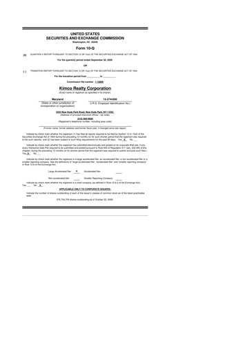 Thumbnail Kimco Realty
 10-Q Quarterly Report FY 