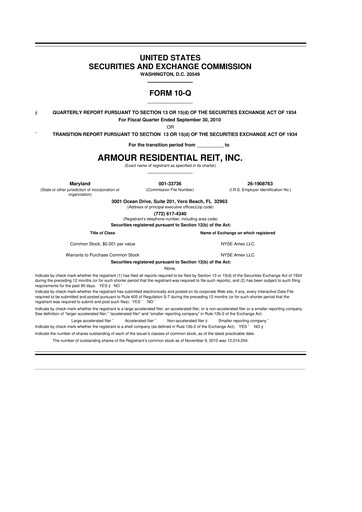 Vorschaubild ARMOUR Residential REIT 10-Q Quartalsbericht  