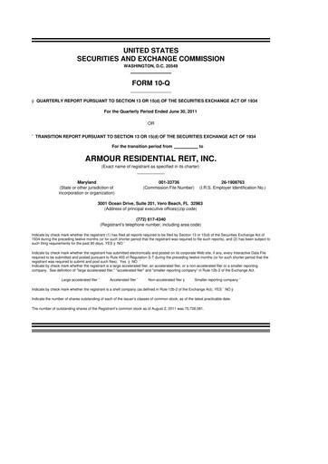 Vorschaubild ARMOUR Residential REIT 10-Q Quartalsbericht 2011 
