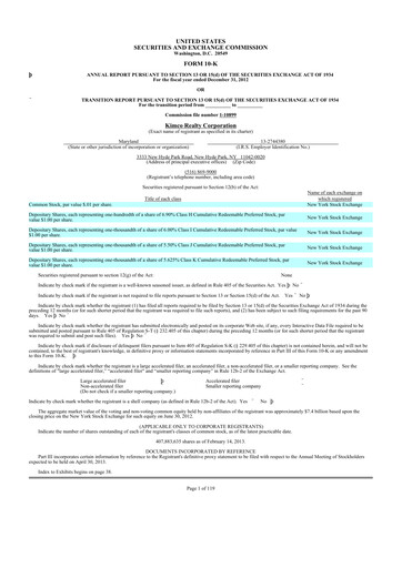 Thumbnail Kimco Realty
 10-K Annual Report 2012