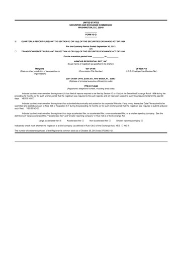 Vorschaubild ARMOUR Residential REIT 10-Q Quartalsbericht 2013 