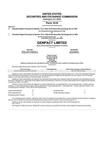 Miniature Genpact 10-Q Rapport trimestriel 2026 