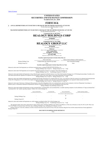 Thumbnail Anywhere Real Estate 10-K Annual Report 2012