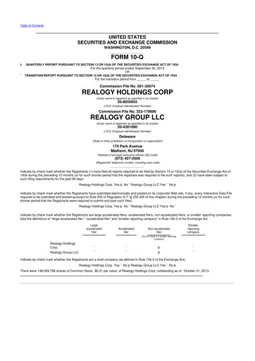 Thumbnail Anywhere Real Estate 10-Q Quarterly Report FY2013 