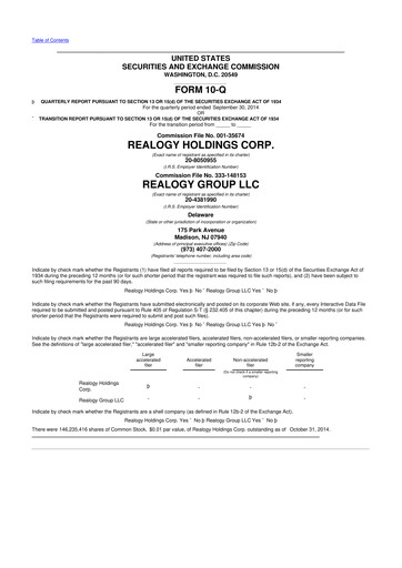 Thumbnail Anywhere Real Estate 10-Q Quarterly Report FY2014 