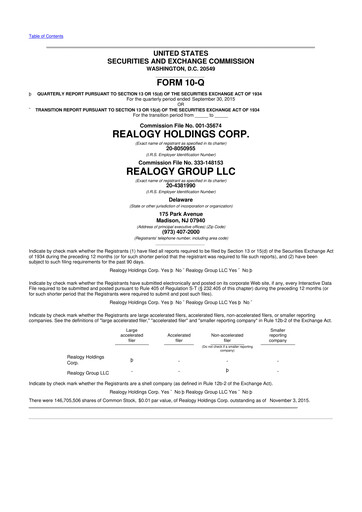 Thumbnail Anywhere Real Estate 10-Q Quarterly Report FY2015 