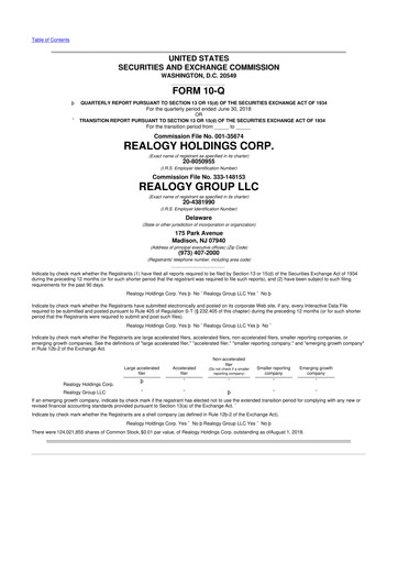 Thumbnail Anywhere Real Estate 10-Q Quarterly Report FY2018 