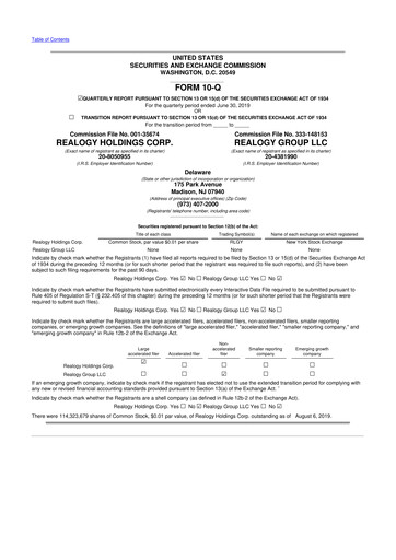 Thumbnail Anywhere Real Estate 10-Q Quarterly Report FY2019 