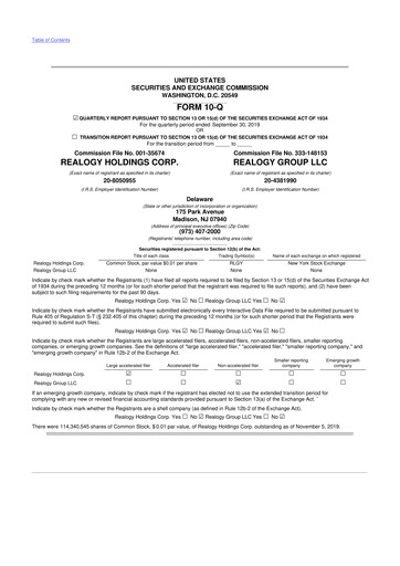 Thumbnail Anywhere Real Estate 10-Q Quarterly Report FY2019 