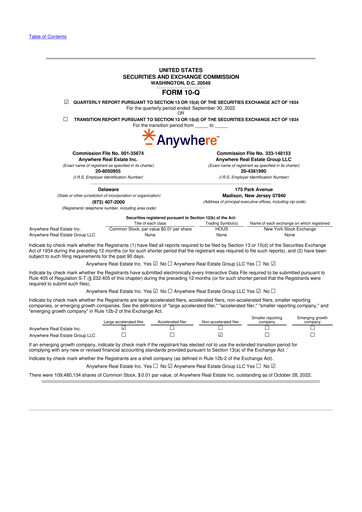Thumbnail Anywhere Real Estate 10-Q Quarterly Report FY2022 
