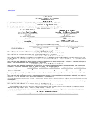 Thumbnail Anywhere Real Estate 10-K Annual Report 2022