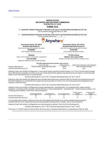 Thumbnail Anywhere Real Estate 10-Q Quarterly Report FY2024 