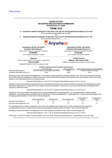 Thumbnail Anywhere Real Estate 10-Q Quarterly Report FY2024 