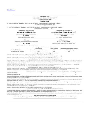 Thumbnail Anywhere Real Estate 10-K Annual Report 2024