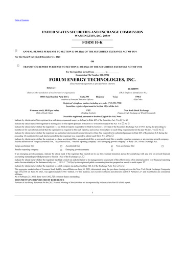 Thumbnail Forum Energy Technologies
 10-K Annual Report 2021