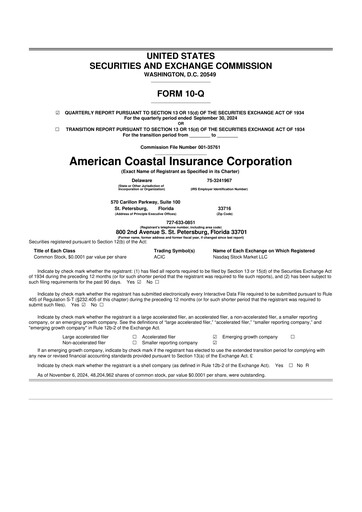 Thumbnail American Coastal Insurance Corporation 10-Q Quarterly Report FY2024 