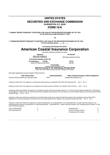 Thumbnail American Coastal Insurance Corporation 10-K Annual Report 2024