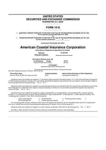 Thumbnail American Coastal Insurance Corporation 10-Q Quarterly Report FY2025 
