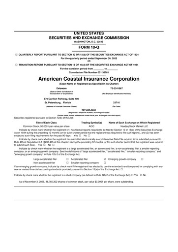 Thumbnail American Coastal Insurance Corporation 10-Q Quarterly Report FY2025 