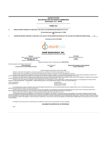 Miniature Dare Bioscience
 10-K Rapport annuel 2020