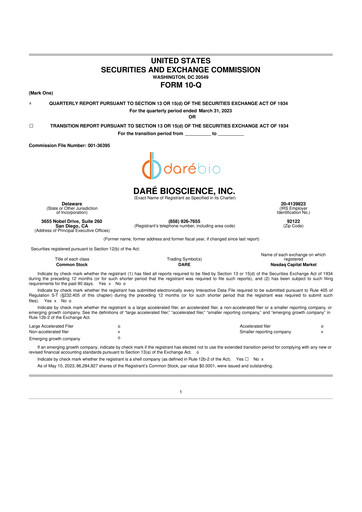 Vorschaubild Dare Bioscience
 10-Q Quartalsbericht 2023 