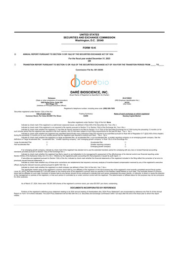 Miniature Dare Bioscience
 10-K Rapport annuel 2023