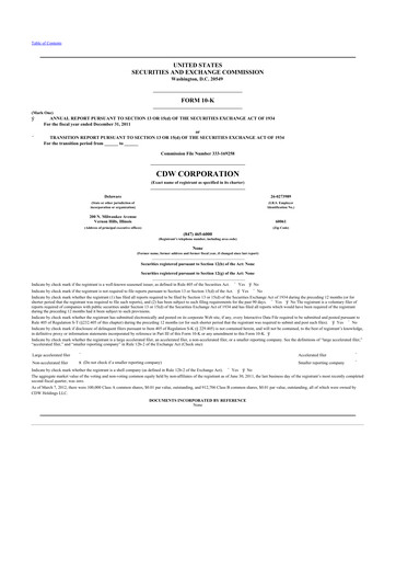 Thumbnail CDW Corporation 10-K Annual Report 2011