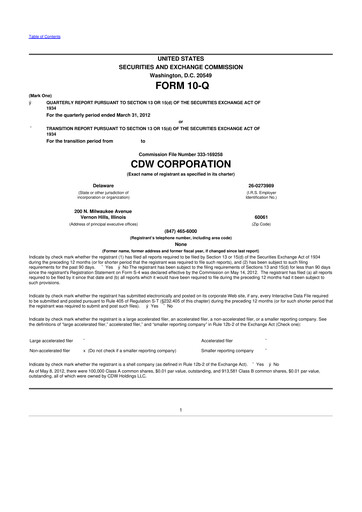 Thumbnail CDW Corporation 10-Q Quarterly Report FY2012 