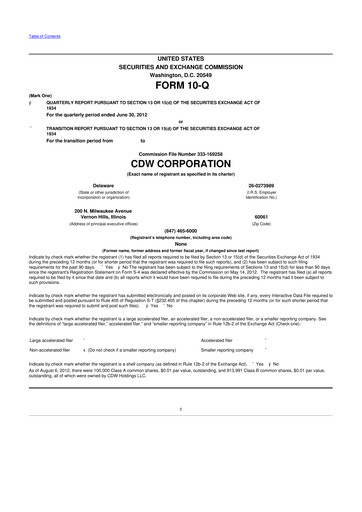 Thumbnail CDW Corporation 10-Q Quarterly Report FY2012 