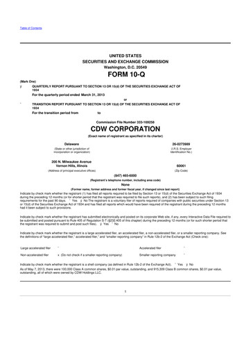 Thumbnail CDW Corporation 10-Q Quarterly Report FY2013 