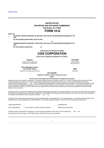 Thumbnail CDW Corporation 10-Q Quarterly Report FY2013 