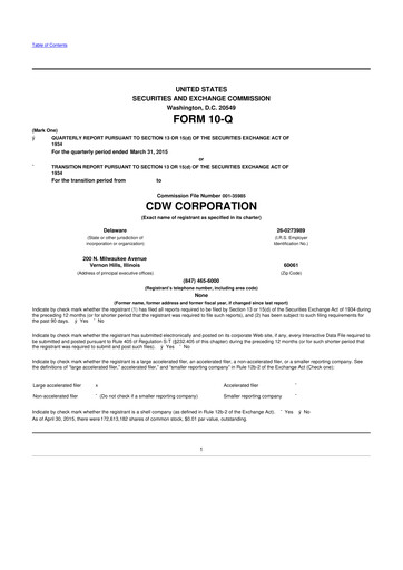 Thumbnail CDW Corporation 10-Q Quarterly Report FY2015 