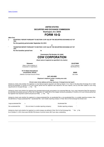 Thumbnail CDW Corporation 10-Q Quarterly Report FY2016 