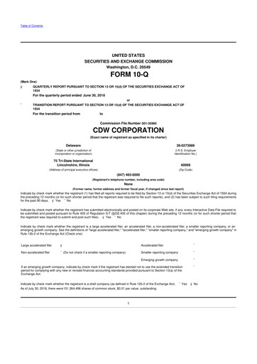Thumbnail CDW Corporation 10-Q Quarterly Report FY2018 