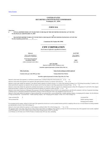 Thumbnail CDW Corporation 10-K Annual Report 