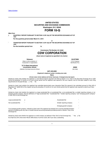 Thumbnail CDW Corporation 10-Q Quarterly Report FY2019 