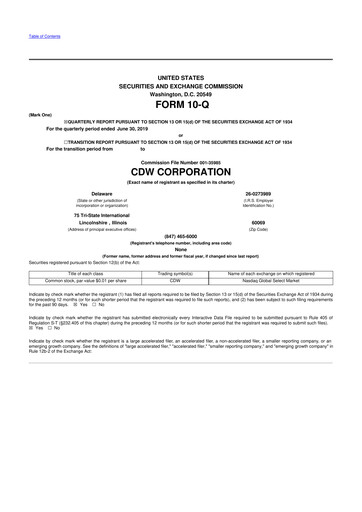 Thumbnail CDW Corporation 10-Q Quarterly Report FY2019 