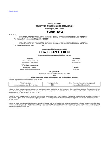 Thumbnail CDW Corporation 10-Q Quarterly Report FY2019 