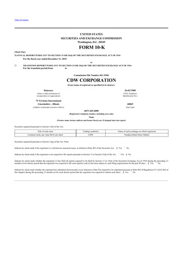 Thumbnail CDW Corporation 10-K Annual Report 2019