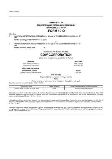 Thumbnail CDW Corporation 10-Q Quarterly Report FY2020 